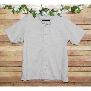 Worldwide Sportsman Men's Beige Tan Fishing Shirt Size XL Pockets Short Sleeve